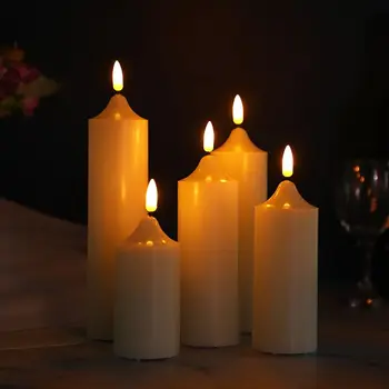 Заостренная беспламенная светодиодная свеча на столбе, Реалистичный 3D фитиль, мерцающее пламя, свечи из настоящего воска на батарейках для украшения дома/Cozy Home decoration