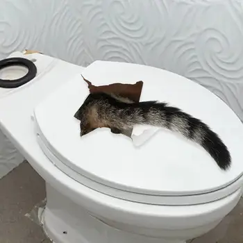 Наклейки на крышку кошачьего унитаза из самоклеящегося ПВХ Реалистичные наклейки с кошками для бачка унитаза Декора туалета Стены ванной комнаты