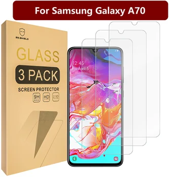Mr.Shield [3 упаковки] Предназначен для Samsung Galaxy A70 [Закаленное стекло] [Японское закаленное стекло] Защитная пленка для экрана