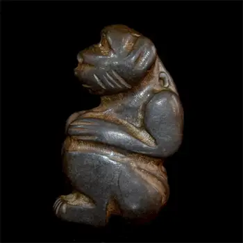 Китайская культура Хуншань Метеорит Изысканная резная статуя человека-обезьяны украшения коллекции каменных поделок украшения