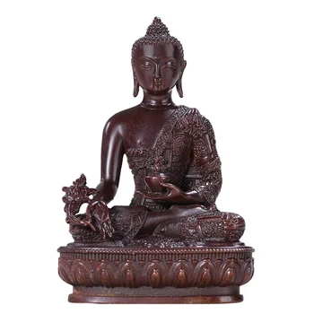 портативная статуэтка Будды медицины из меди и латуни, маленький декор Будды медицины Тибетского тантрического Будды