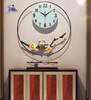 Китайские Настенные часы из кованого железа, Настенные украшения, Домашняя Гостиная, Немой Кварцевые Часы, Настенная роспись, Поделки, Наклейки на стены, декор