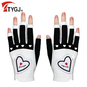 Перчатки для гольфа, женские спортивные перчатки с открытыми пальцами, летние противоскользящие перчатки для рук