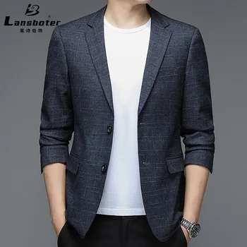 Черный мужской костюм Lansboter, весенне-осенний повседневный костюм, Корейская версия, приталенный Маленький пиджак