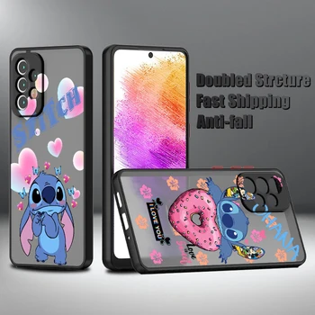 Disney Stitch Love Cute Для Samsung A73 A72 A54 A53 A52S A34 A32 A33 A24 A23 A22S A02 Lite Матовый Полупрозрачный Чехол для телефона