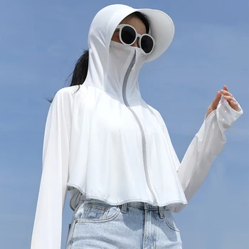 2023 Женская Солнцезащитная шляпа, одежда из ледяного шелка, Летнее Большое пальто, Защитная шляпа, Рубашка, Короткий край одежды, защита от ультрафиолета и солнца, Размер на открытом воздухе