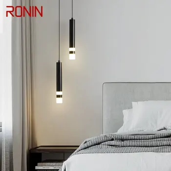 Современный Черный светодиодный подвесной светильник RONIN Простой декоративный подвесной светильник для домашнего кабинета Спальни