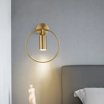 Современный дизайн регулируемый светодиодный настенный светильник-бра из латуни с золотым кольцом, настенный светильник для дома, гостиничного коридора, бара, лестницы, настенного светильника