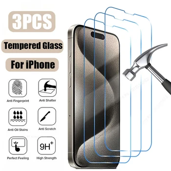 3шт Защитная пленка с Полным покрытием для iPhone 15 Pro Max 14 Plus 13 12 Mini 11 Закаленное Стекло для iPhone 7 8Plus XR XS Max Glass