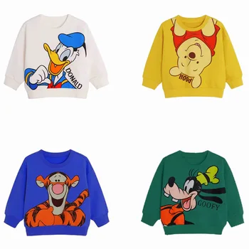 Новый свитер Disney с Микки для мальчиков, Кавайный повседневный осенне-зимний детский топ, футболка, детская одежда, толстовки, теплая детская одежда