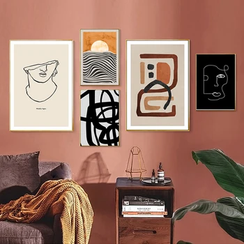 Модные абстрактные геометрические картины на холсте, плакаты и принты на стенах, винтажные картины для гостиной, украшения дома