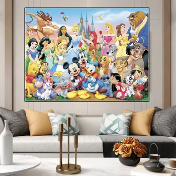 Картина на холсте Disney Catoon Белоснежка Золушка Принцесса Плакаты Печать настенного искусства Для украшения дома для детей