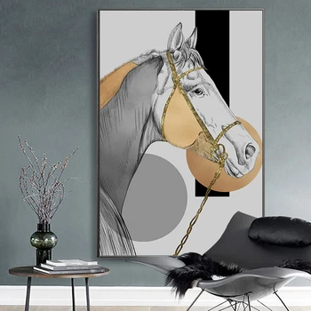 Абстрактные принты на холсте с лошадьми, Художественный плакат для домашнего декора, изображения животных на стене, Лофт, Бескаркасные картины для скандинавского интерьера