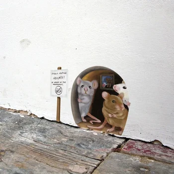 Реалистичные наклейки на стены в мышиной норе для угловой лестницы Забавные Декоративные наклейки на стены для дома Cute Mouse Декоративные наклейки