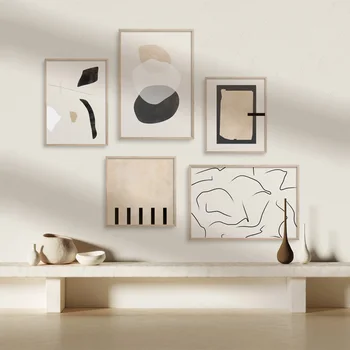 Настенная живопись на холсте в минималистском стиле, Абстрактные геометрические линии, плакаты на скандинавскую тему и принты, настенные панно для декора гостиной
