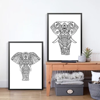 Рисованный плакат со слоном для йоги, картина на холсте, украшение дома, силуэт животного Слона, Настенные панно, художественные принты