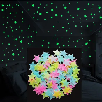 25/100шт 3D Светящиеся Звезды Наклейки на стену для детской комнаты, украшения дома в спальне, светящиеся в темноте наклейки на стену, наклейки своими руками