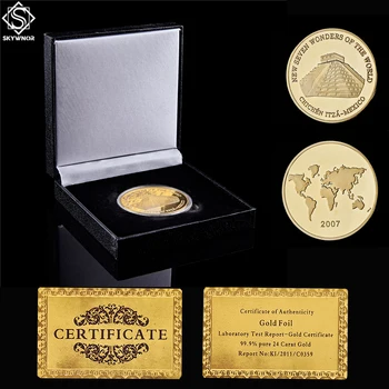 2007 Чичен-Ица-Мексика Семь Чудес Света Стоимость Золотых Сувенирных монет Онлайн С Черной Витриной