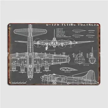 Плакат с принтом самолета-бомбардировщика B-17, Металлическая табличка, украшение для клубной вечеринки, Декор стен Гаражного клуба, Жестяная вывеска, плакат