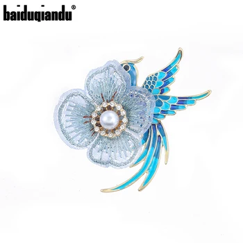 Baiduqiandu Новое поступление, брошь-бройдер в виде цветка Феникса, булавки для женщин, фиолетовая синяя птица, одежда с животными, ювелирные изделия