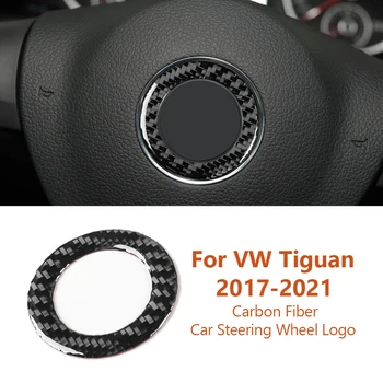 Для Volkswagen VW Tiguan 2017-2021 Углеродное волокно Рулевое колесо автомобиля Логотип Круг Декоративная наклейка Аксессуары для интерьера автомобиля