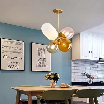 Современная индивидуальность Подвесной светильник из стеклянного шара Креативный бар Лампы для магазина одежды Домашнее освещение Декор Кухня Спальня Люстра