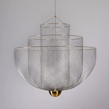 Новый подвесной светильник Remote Meshmatics Birdcage Chandelier, современный симисторный металлический подвесной светильник золотисто-серебристого цвета с регулируемой яркостью для домашнего декора