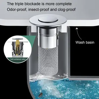Сливной фильтр для раковины в ванной, всплывающий сливной фильтр для раковины из нержавеющей стали, предотвращает засорение, простой Многофункциональный для ванной комнаты, для раковины