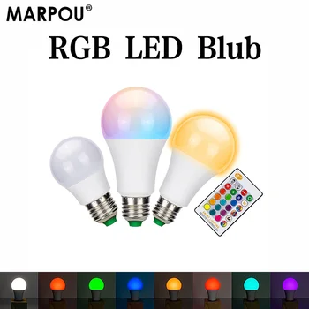 MARPOU LED Lights Blub 5W 10W 15W Лампада Сменная Красочная 110V 220V Blub с Дистанционным Управлением для Вечеринки, Банкета, Декоративного