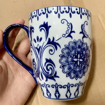 Чашка для питья, удобные кружки, Керамическая кружка, чашка из синей и белой керамики, классические чашки для завтрака, Чайные чашки, бытовые кофейные чашки