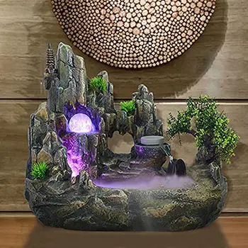 Настольный фонтан, Меняющий цвет, Фонтан для декора рабочего стола в помещении со светодиодной подсветкой и распылителем