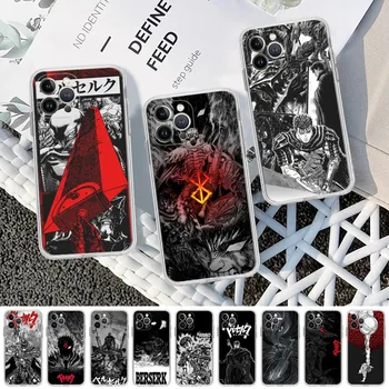 Аниме-Чехол для телефона Berserk Guts для iPhone 15 8 7 6 6S Plus X SE 2020 XR XS 14 11 12 13 Mini Pro Max Mobile Case