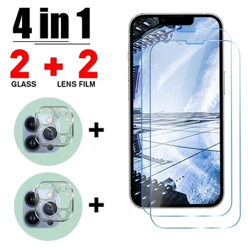 Покрытие 4В1 Защитное Стекло Экрана Для iPhone 13 11 12 Pro XR Max X XS Защитное Стекло Камеры Для iPhone 6 6S 7 8 Plus SE 2020