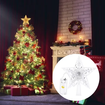 Рождественская Елка Topper Star Со Светодиодной Подсветкой Star Tree Top 5-Точечный Звездный Ночник Treetop Xmas Tree Decors Без Батареи Xmas
