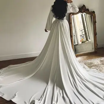 Свадебные платья больших размеров, индивидуальные атмосферные элегантные свадебные платья с хвостом, подходящие для ужина на свадебной вечеринке