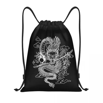 Изготовленный На Заказ Белый Китайский Дракон Сумки На Шнурке Женщины Мужчины Легкий Мифический Монстр Спортивный Рюкзак Для Хранения В Тренажерном Зале