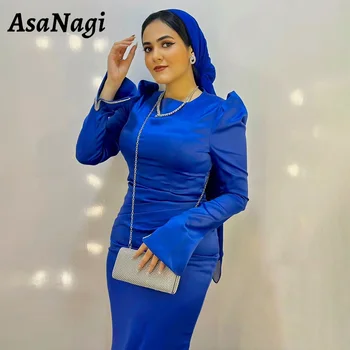 Мусульманское вечернее платье AsaNagi с длинным рукавом и круглым вырезом, женские платья для выпускного вечера с бриллиантами, Элегантные платья для официальных мероприятий в арабском стиле Русалки