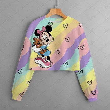 Детская толстовка Disney Mickey, осенняя одежда, свитер для девочек-подростков, топы с длинными рукавами, пуловеры с круглым вырезом, детская одежда