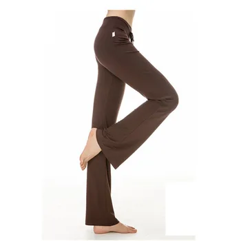 2021 Новые женские штаны для йоги, Однотонные леггинсы для йоги на шнурке с высокой талией, спортивные брюки для танцев, фитнеса, Свободная спортивная одежда S-3XL