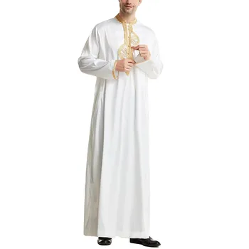 Мужской мусульманский халат с длинным рукавом, Исламская одежда, Ближний Восток, Тобе, Аравия, Кафтан, платье с вышивкой, Мужской костюм, Молитвенная Абая