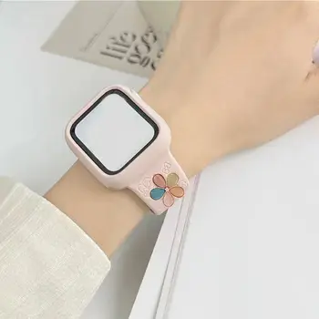 Кольцо с бриллиантом в виде сердца для ремешка Apple Watch Цветок Бабочка Хрустальный гвоздик для браслетов Iwatch Аксессуары для силиконовых ремешков