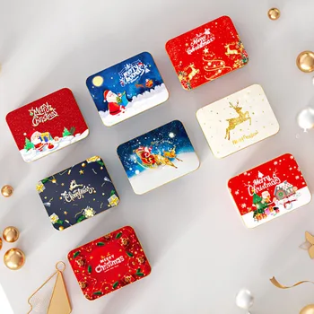 1 шт. Рождественская квадратная жестяная коробка, коробка для конфет, Жестяная коробка для печенья, коробка для печенья, домашняя коробка для хранения принадлежностей для Рождественской вечеринки, украшения