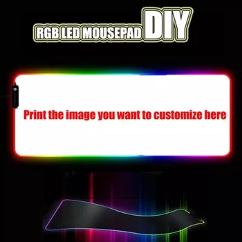Коврик для мыши DIY Изготовленный на заказ большого размера RGB Коврик для мыши с логотипом аниме, игровые СВЕТОДИОДНЫЕ аксессуары для геймеров, Цветное свечение, Персонализированное для настольного коврика