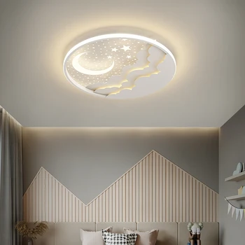 Скандинавский Современный минималистичный потолочный светильник Moon Star, креативный мультяшный декор для дома, Светодиодный светильник для спальни, детской комнаты, Круглый светильник