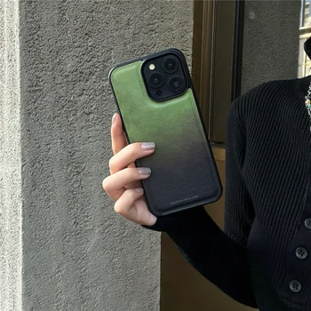 Роскошный кожаный чехол для телефона iPhone 11 15 Pro MAX 12 13 Pro MAX 14promax модный зеленый мягкий противоударный чехол задняя крышка