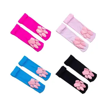 3D носки с подушечками для кошачьих лап, пухлые носки с подушечками для лап, милые гольфы до бедра для девочек, детские женские чулки выше колена для косплея