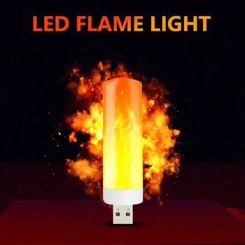 USB Атмосферный светильник, мигающее пламя, свечи, книжная лампа для блока питания, освещение для кемпинга, свет с эффектом прикуривателя.
