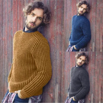 Весенний свитер 2023, мужской однотонный топ, вязаный топ для мужчин