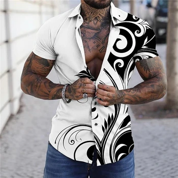Гавайская мужская рубашка, модная мужская одежда с коротким рукавом, уличная одежда, крутая футболка, повседневная мужская рубашка в стиле харадзюку, футболка