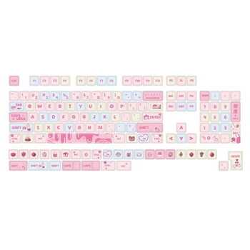 Кремово-клубничный колпачок для ключей, набор из 133 клавишных колпачков для механической игровой клавиатуры